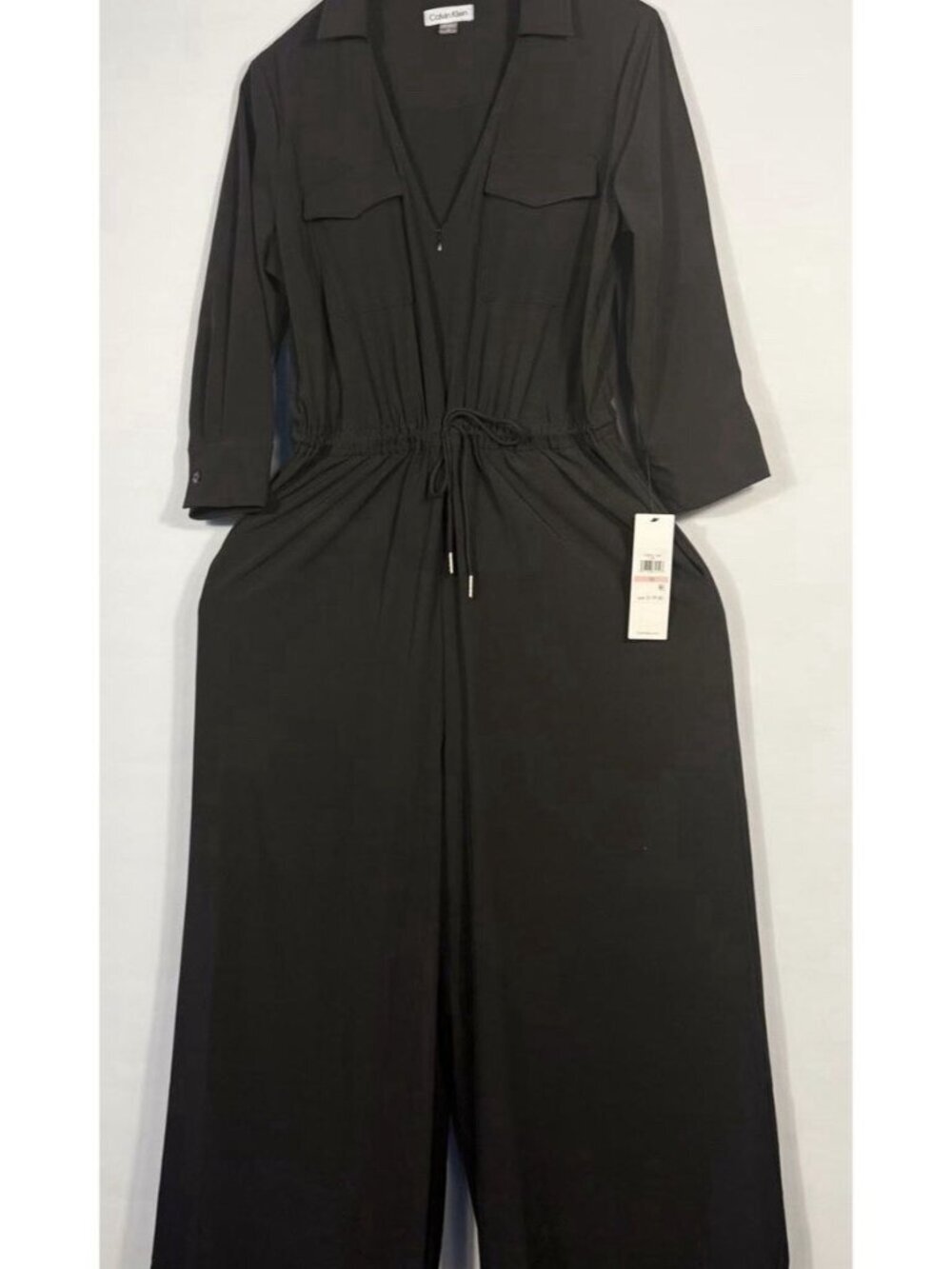 NEW Calvin Klein Women's 10 3/4 Sleeve V Neck Jumpsuit • Reg Price $139 - Picture 3 of 3